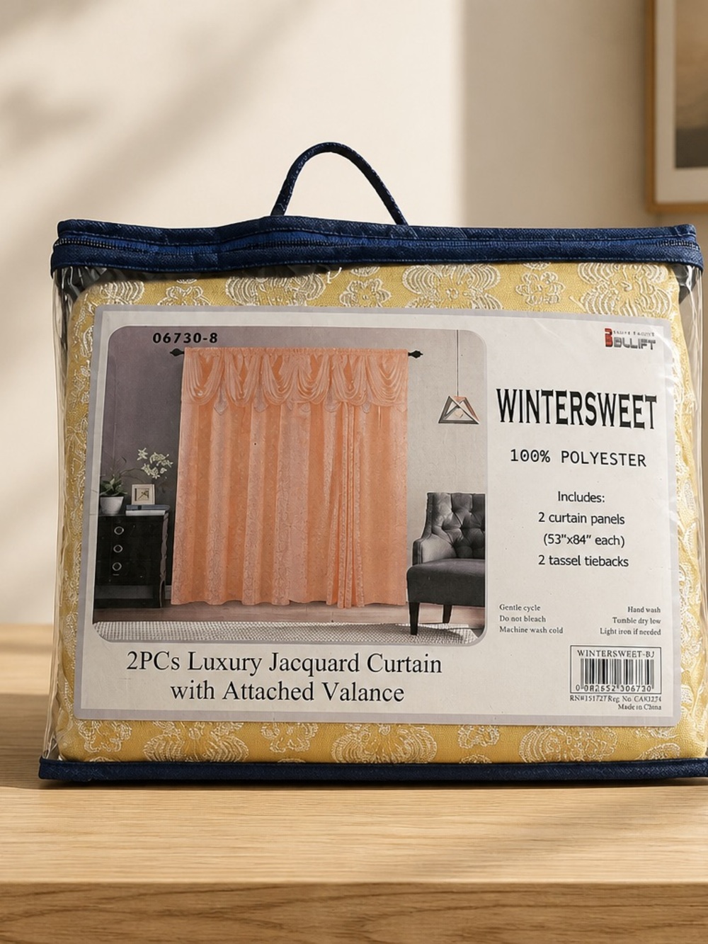 Luxury Jacquard Curtain Panel Set in Peach
